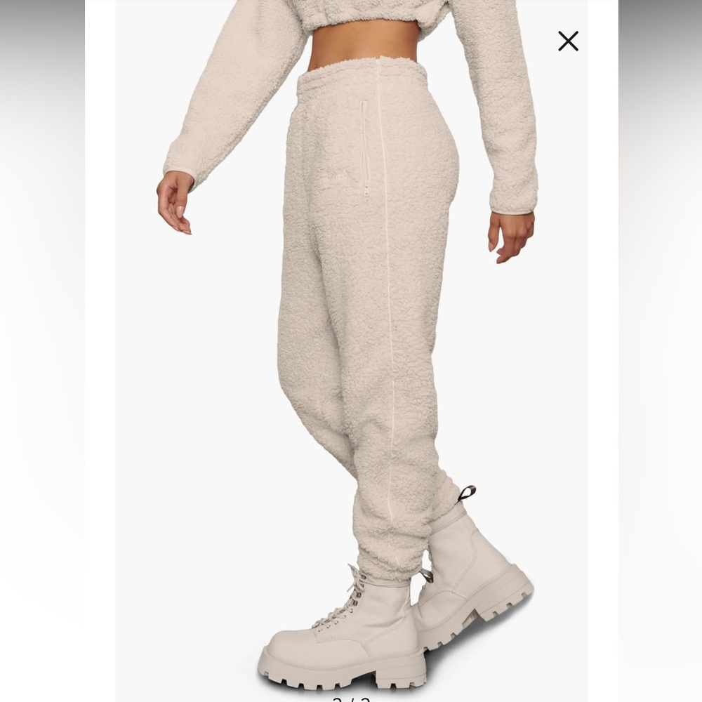 Skims Women’s Teddy High Pile Fleece Joggers Drawstring Zip Pockets XXS Gray - Picture 15 of 15